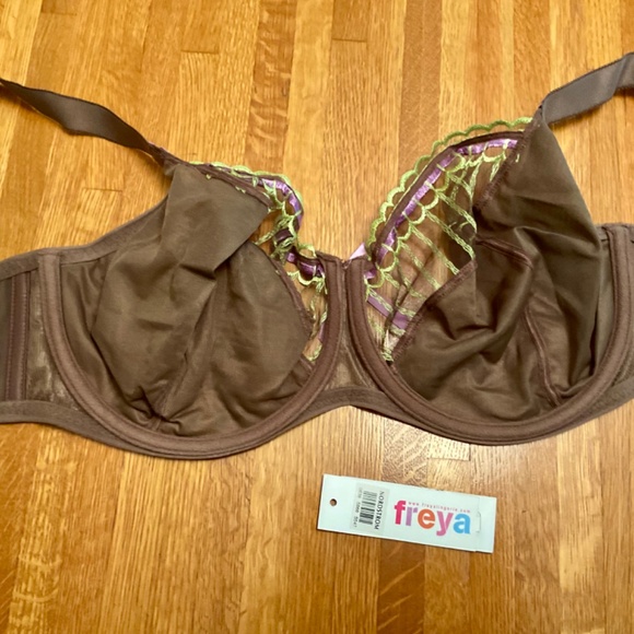 NWT Freya Arabella 30HH Brown, apple green & purple plunge balcony bra - Picture 7 of 9